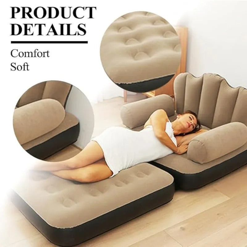 Sofá e cama insuflável 2 em 1