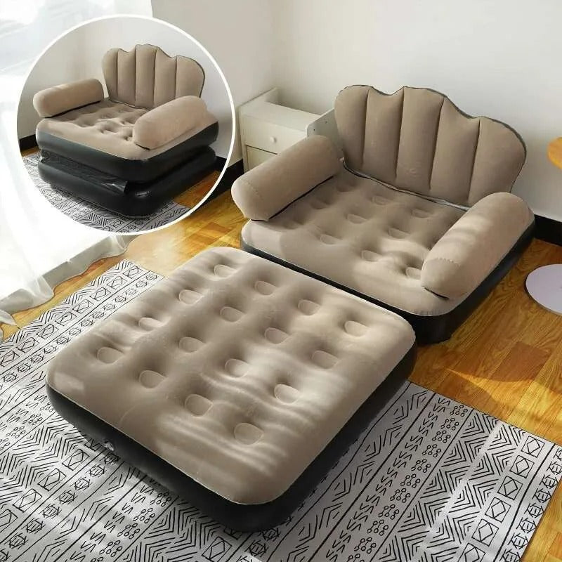 Sofá e cama insuflável 2 em 1