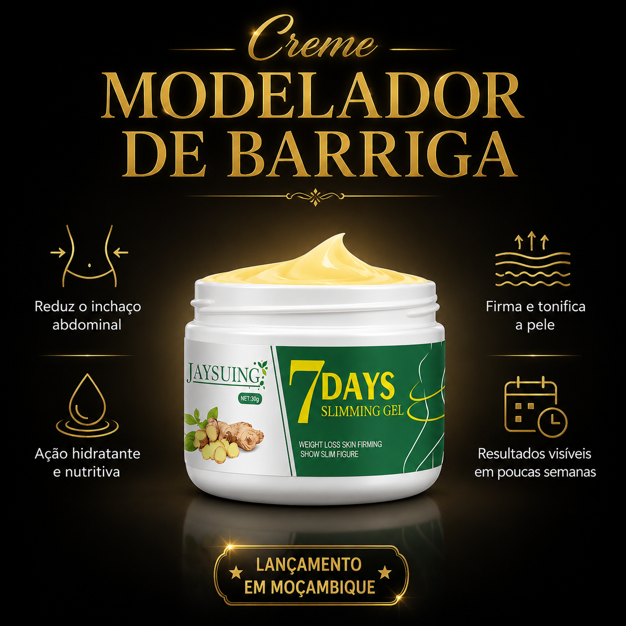 CREME QUEIMA BARRIGA: Gel Modelador Abdominal 7 Dias