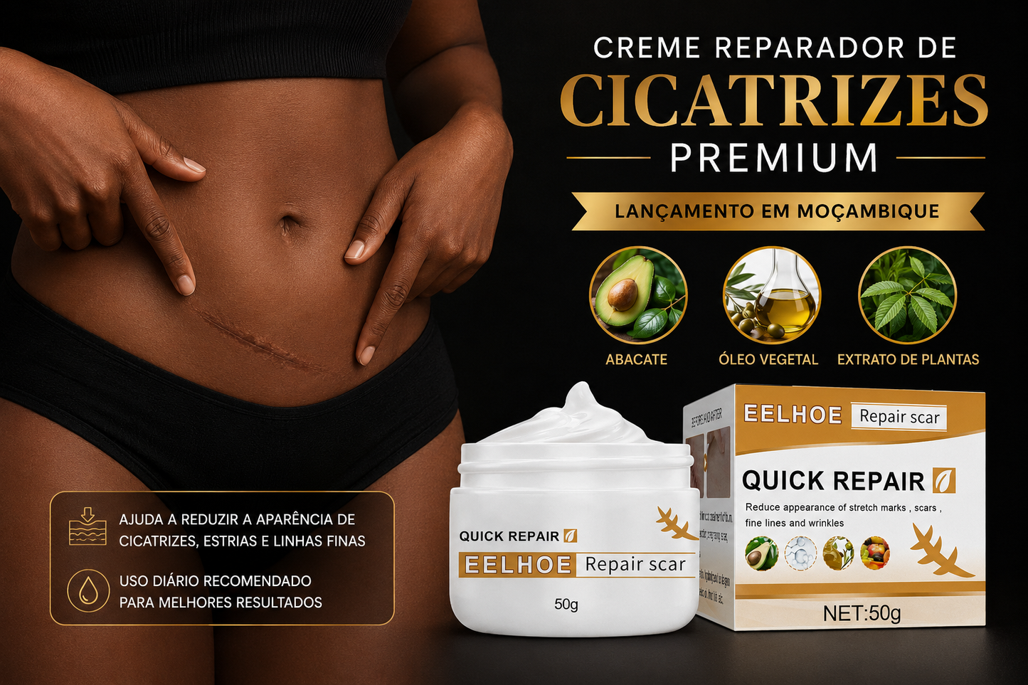 Creme reparador de cicatrizes
