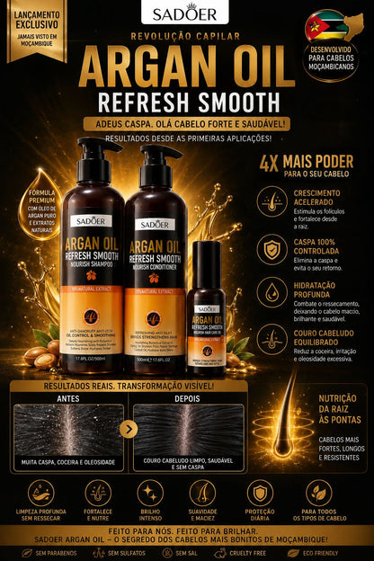 Argan Growth Premium 3 em 1 | Adeus Caspa, Olá Cabelos Fortes e Compridos