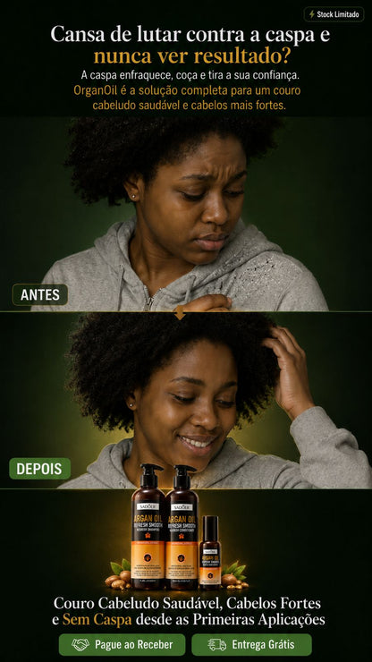 Argan Growth Premium 3 em 1 | Adeus Caspa, Olá Cabelos Fortes e Compridos