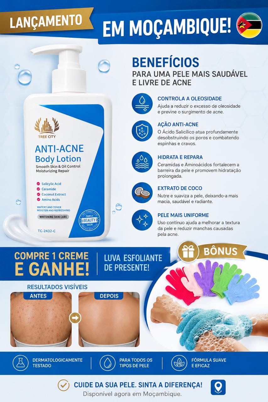 Anti-Acne Body Lotion™ + Luvas Esfoliantes Grátis