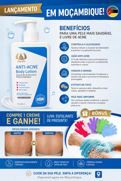 Anti-Acne Body Lotion™ + Luvas Esfoliantes Grátis