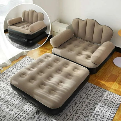 Sofá e cama insuflável 2 em 1